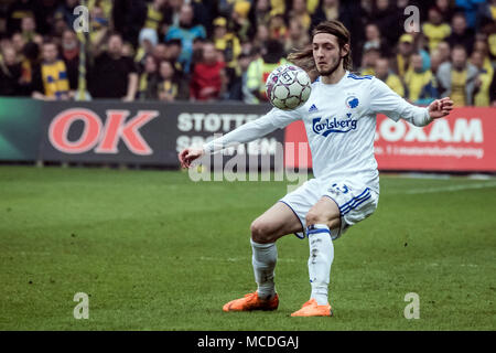 Le Danemark, Brøndby - 15 avril, 2018. Rasmus Falk de FC Copenhague vu au cours de l'alka Superliga match contre les rivaux de Brøndby Stadion à Brøndby IF. (Photo crédit : Gonzales Photo - Kim M. Leland). Banque D'Images