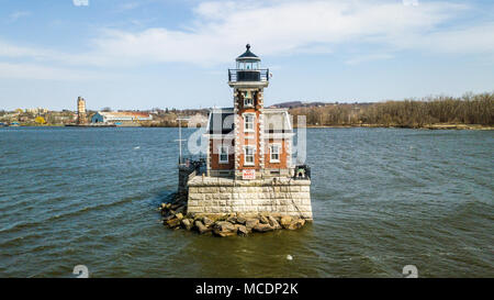 Athènes Hudson Lighthouse, Hudson River, New York, USA Banque D'Images