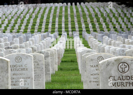 Les rangées de pierres tombales au Cimetière commémoratif des anciens combattants dans la région de North Seattle, Washington Banque D'Images