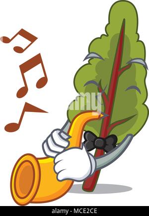 Avec trompette chard mascot cartoon style vector illustration Illustration de Vecteur