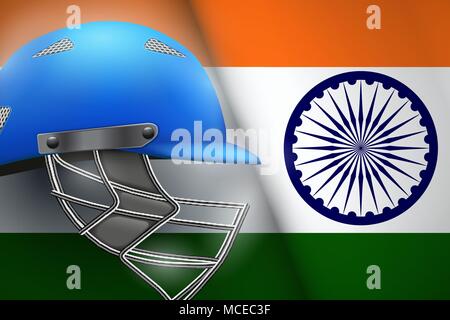 Casque de cricket et de l'Inde Drapeau Illustration de Vecteur