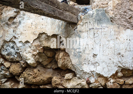 Close-up of weathered wall en Crète, Grèce Banque D'Images