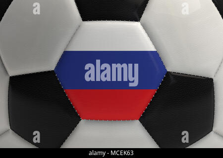 Close up d'un ballon de foot avec la Russie drapeau. Le Rendu 3D Banque D'Images