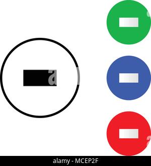 L'icône du signe moins. Symbole négatif. Les boutons colorés ronde Illustration de Vecteur