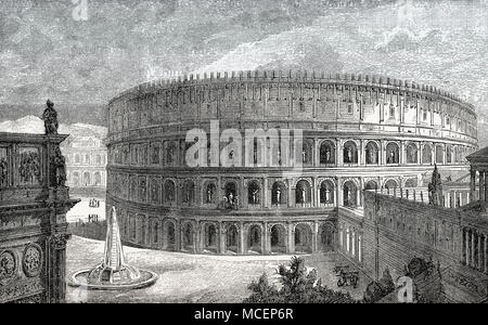 Le Colisée, amphithéâtre antique, Rome, Italie, la reconstruction Banque D'Images