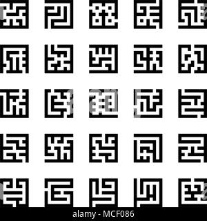 Jeu de labyrinthe labyrinthe carré pour la conception d'icônes Illustration de Vecteur