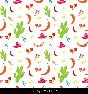 Le Cinco de Mayo Maison mexicaine Modèle transparent avec Cactus, Sombrero, Maracas et de piment Illustration Illustration de Vecteur