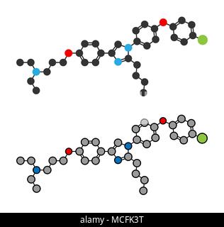 Azeliragon La maladie d'Alzheimer molécule pharmaceutique. Les rendus 2D stylisée. Illustration de Vecteur