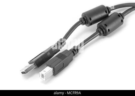 Câble USB, connecteur USB pour imprimante ou disque dur externe Banque D'Images