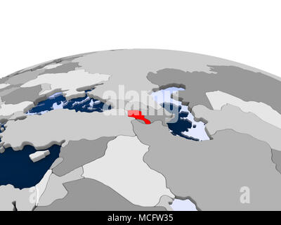 L'Azerbaïdjan a souligné en rouge sur transparent avec globe politique des océans. 3D illustration. Banque D'Images