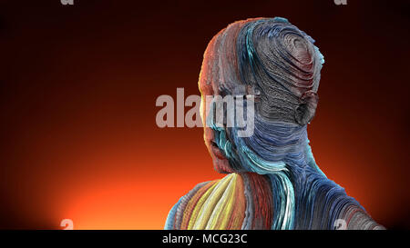 Le rendu 3d. Extruder tête portrait coloré Banque D'Images