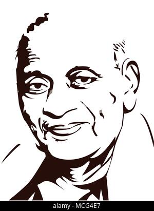 Sardar Patel,Vallabhbhai Patel ( 1875 - 1950), le premier vice-premier ministre de l'Inde,Vallabhbhai Patel image vectorielle. Illustration de Vecteur