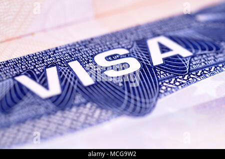Closeup détail d'un document de visa. Banque D'Images