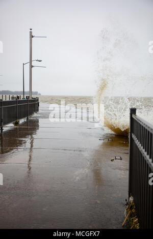 LUNA PIER, Michigan, le 15 avril 2018 : plus de 200 résidents de Luna Pier vivant le long du lac Érié ont dû être évacués en raison d'inondations lakeshore après plusieurs jours de pluies torrentielles. Crédit : David Gaunt/Alamy Live News Banque D'Images