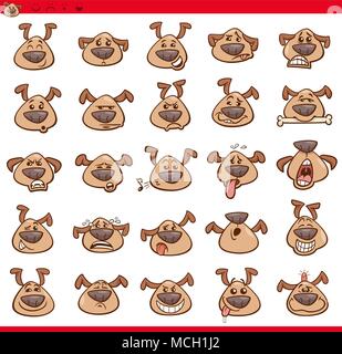 Cartoon Illustration de chiens drôles : exprimer des sentiments ou des icônes emoji Set Illustration de Vecteur