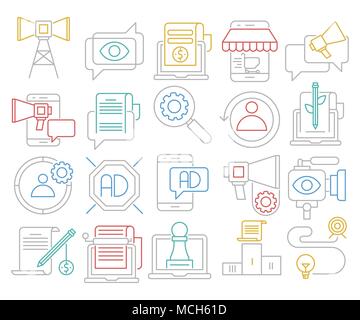 Icônes vectorielles de croissance du marketing numérique et des affaires en ligne Illustration de Vecteur