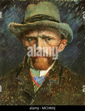 Autoportrait avec chapeau de feutre gris Banque D'Images