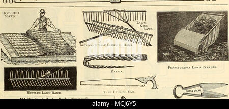 . Mvvmmvvvvvvv pelouse Rakb Hustler. Tkef Pkining ont vu. Voie du 19 arrondissement (jute), par douz 1* ur pelouse plus complètement et rapidement que trois ou quatre hommes peuvent faire des râteaux à main, et grandement bénéficier du gazon. Il laisse l'herbe debout tout droit et se redresse l'herbe du crabe et d'autres mauvaises herbes en cours afin qu'ils soient plus près de coupe par la tondeuse et détruit plus tôt. 24 pouces de large, 516,00 ; 91 cm de large, 25 $ 00. Envoyer un descriptif de la fourrure circulaire. PLANT BED PROTÉGER chiffon. Un substitut bon marché pour le verre, 5 e année lumière cts. la verge, par pièce d'environ 70 mètres, la verge,^^ 4 cts. Moyenne qualité, 9 Banque D'Images