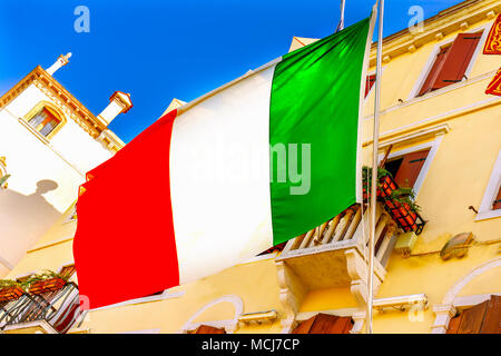 Vert Blanc Rouge du drapeau italien Italie Venise Banque D'Images