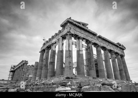 Ruines du Parthénon sur l'Acropole à Athènes, Athènes, Grèce Banque D'Images