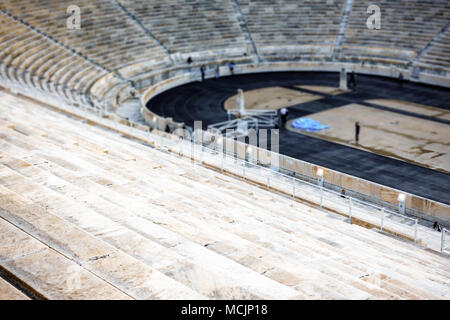 Portrait de sièges du stade Panathinaiko, Athènes, Grèce, Europe Banque D'Images