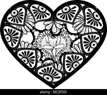 Mandala monochrome avec forme de coeur vector illustration design Illustration de Vecteur
