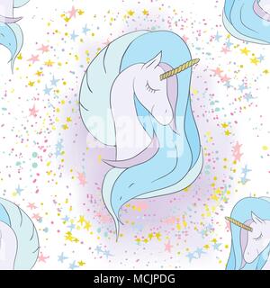 Illustration avec un mignon animal licorne mystique. Magie, fantasy, party, aire de jeu, l'apprentissage de l'élément de design à thème. Vector illustration Illustration de Vecteur