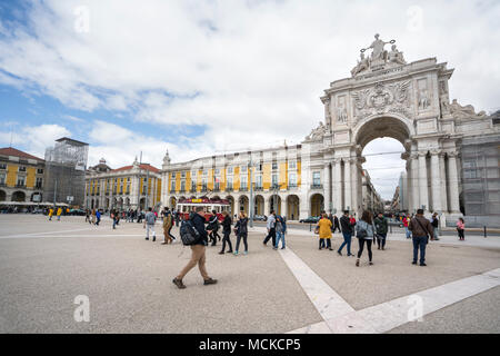 Rua Augusta et Arco da Vitoria à Lisbonne, Portugal Banque D'Images