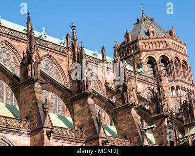 Détail de la façade sud de la cathédrale de Strasbourg Banque D'Images