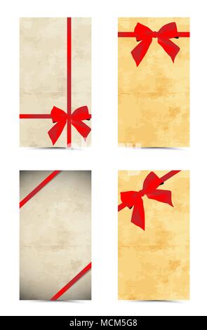 Résumé des cartes-cadeaux, des bannières avec des arcs et des rubans Illustration de Vecteur