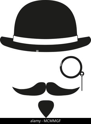 Hipster noir et blanc des éléments d'ossature d'avatar Illustration de Vecteur