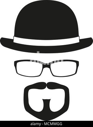 Hipster noir et blanc silhouette avatar Illustration de Vecteur