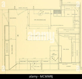 . Fig. 5. Plan du Laboratoire chimique dans le R.R.S. 'Découverte'. Pour la salinité ont été également faites à bord. Sur la table à cartes un graphique-tracing table a été équipé, construit pour un dessin aimablement donné par le lieut.-Comdr. J. R. Lumby. Cet appareil se compose d'un lourd bilan de plaque de verre, monté dans un cadre en bois et éclairés par dessous d'une lampe électrique qui peut être déplacé n'importe où dans un plan horizontal. Avec elle on peut faire des tracés sur du papier épais, des clips correctement installées sur les côtés du cadre servant à conserver les feuilles quand le travail est en cours. Un équilibre chimique est vissé à Banque D'Images