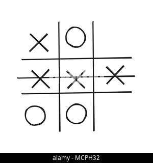 Le tic-tac-toe concurrence isolé sur fond blanc, logo ou icône hand drawn, stock vector illustration Illustration de Vecteur