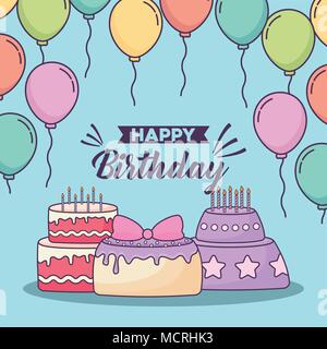 Joyeux Anniversaire Couleur Arriere Plan Avec Des Ballons Et Des Confettis Partie De L Evenement Celebration Multicolore Vector Image Vectorielle Stock Alamy