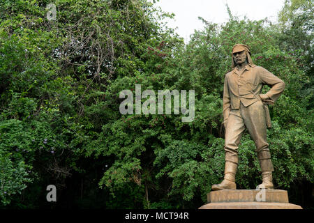 La statue de David Livingstone, Victoria Falls, Zimbabwe Banque D'Images