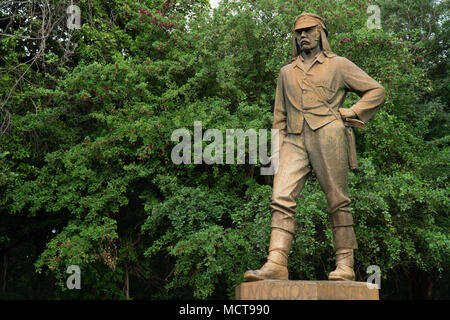 La statue de David Livingstone, Victoria Falls, Zimbabwe Banque D'Images