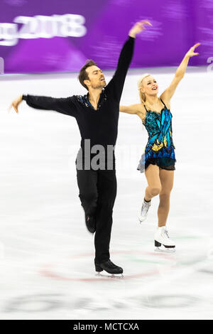 Flou de mouvement action de Penny Coomes et Nicholas Buckland (GBR) en patinage artistique - danse sur glace gratuitement aux Jeux Olympiques d'hiver de PyeongChang 2018 Banque D'Images