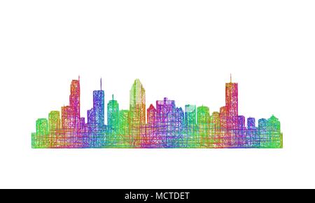 Montreal skyline silhouette - multicolor line art Illustration de Vecteur