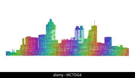 Atlanta skyline silhouette - art ligne multicolore Illustration de Vecteur