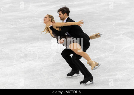 Madison Hubbell/Zachary Donohue (USA) qui se font concurrence sur le patinage artistique - danse sur glace gratuitement aux Jeux Olympiques d'hiver de PyeongChang 2018 Banque D'Images