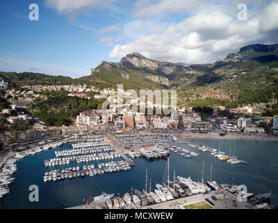 Marina, Port de Sóller, Serra de Tramuntana, à Majorque, Îles Baléares, Espagne Banque D'Images