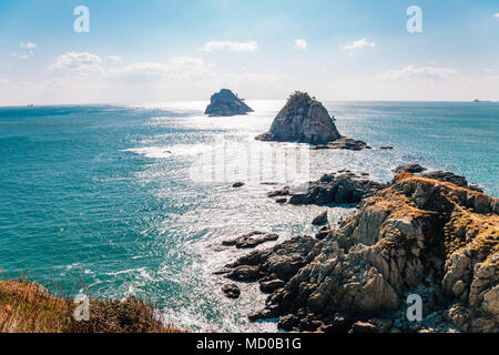 Oryukdo avec les îles de l'océan bleu à Pusan, Corée Banque D'Images