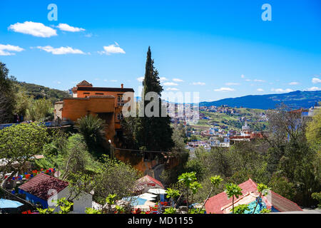 La vue sur la montagne près de Chefchaouen, ville bleue du nord-ouest du Maroc Banque D'Images