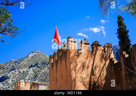 La vue sur la montagne près de Chefchaouen, ville bleue du nord-ouest du Maroc Banque D'Images