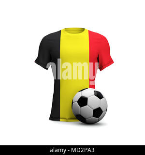 Belgique soccer shirt avec drapeau national et boule de football. Le Rendu 3D Banque D'Images