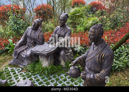 Chine, province du Sichuan, Mingshan, statue de Wu Lizhen, Tea Garden Banque D'Images