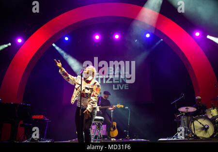 Emeli Sande effectuant au citoyen mondial tenu à l'événement en direct 02 Brixton Academy, London Banque D'Images