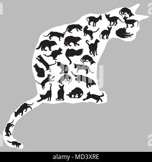 Silhouette De Chat Noir Assis Isole Sur Fond Blanc Illustration Vectorielle Icone Clip Art Image Vectorielle Stock Alamy