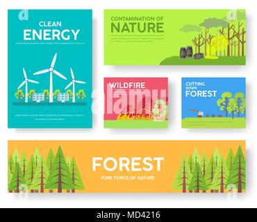 Cartes d'information de l'écologie. Modèle écologique d'flyear, magazines, affiches, bannières, couverture de livre. Eco concept infographique arrière-plan. Illustrations de mise en page des pages avec texte typographie moderne Illustration de Vecteur